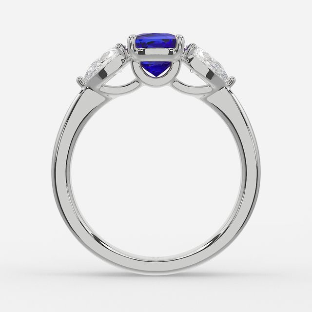 1 Carat Lab Grown Cushion Sapphire Ring In White Gold - Vivian