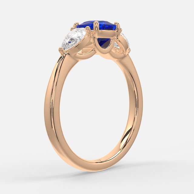 1 Carat Lab Grown Cushion Sapphire Ring In Rose Gold - Vivian