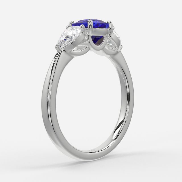1 Carat Lab Grown Cushion Sapphire Ring In White Gold - Vivian
