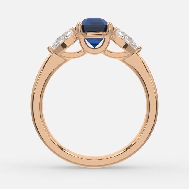 1 Carat Lab Grown Emerald Sapphire Ring In Rose Gold - Vivian