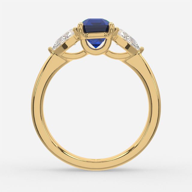 1 Carat Lab Grown Emerald Sapphire Ring In Yellow Gold - Vivian