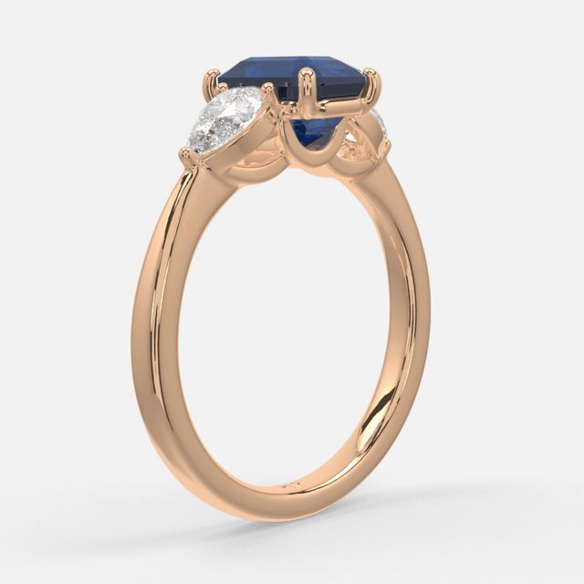 1 Carat Lab Grown Emerald Sapphire Ring In Rose Gold - Vivian