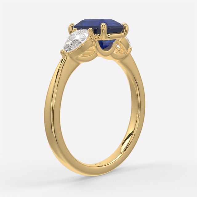1 Carat Lab Grown Emerald Sapphire Ring In Yellow Gold - Vivian