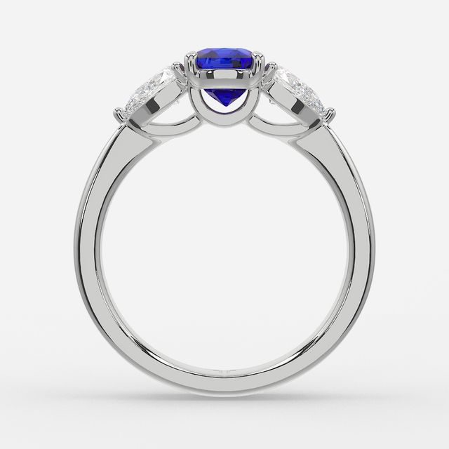 1 Carat Lab Grown Elongated Cushion Sapphire Ring In White Gold - Vivian