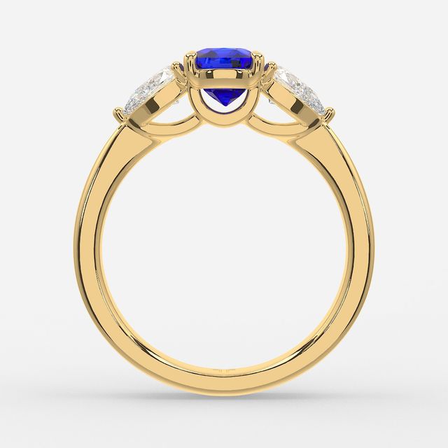 1 Carat Lab Grown Elongated Cushion Sapphire Ring In Yellow Gold - Vivian