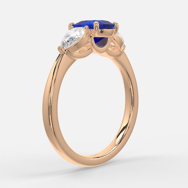 1 Carat Lab Grown Elongated Cushion Sapphire Ring In Rose Gold - Vivian