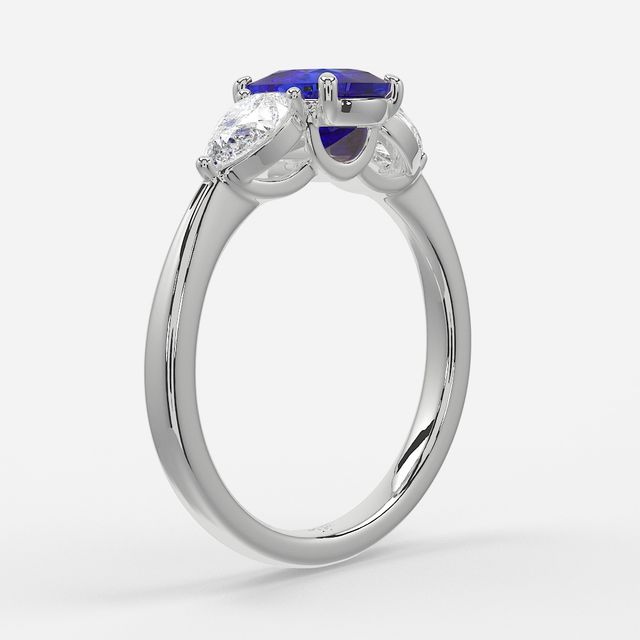1 Carat Lab Grown Elongated Cushion Sapphire Ring In White Gold - Vivian