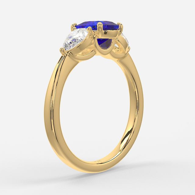 1 Carat Lab Grown Elongated Cushion Sapphire Ring In Yellow Gold - Vivian