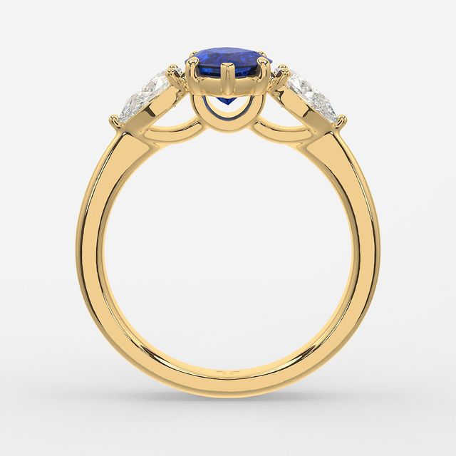 1 Carat Lab Grown Marquise Sapphire Ring In Yellow Gold - Vivian