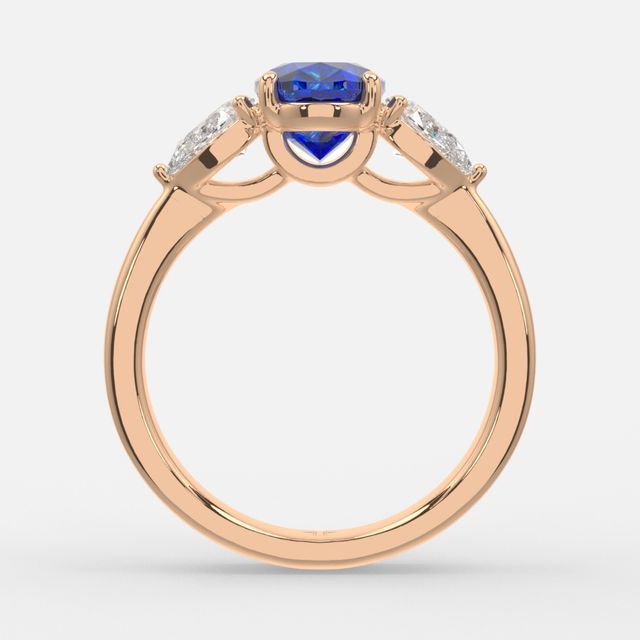 1 Carat Lab Grown Oval Sapphire Ring In Rose Gold - Vivian