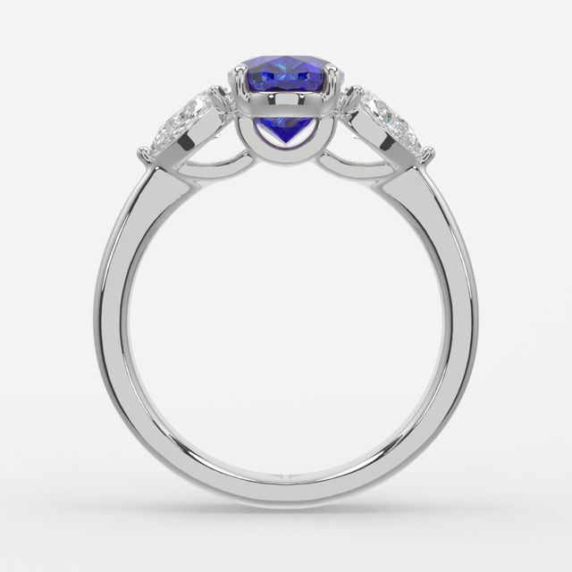 1 Carat Lab Grown Oval Sapphire Ring In Platinum - Vivian