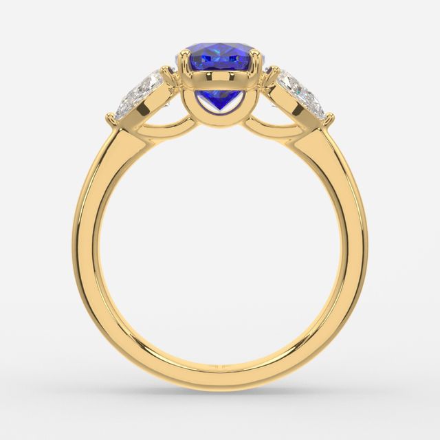 1 Carat Lab Grown Oval Sapphire Ring In Yellow Gold - Vivian