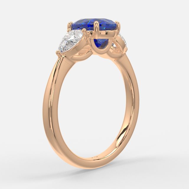 1 Carat Lab Grown Oval Sapphire Ring In Rose Gold - Vivian