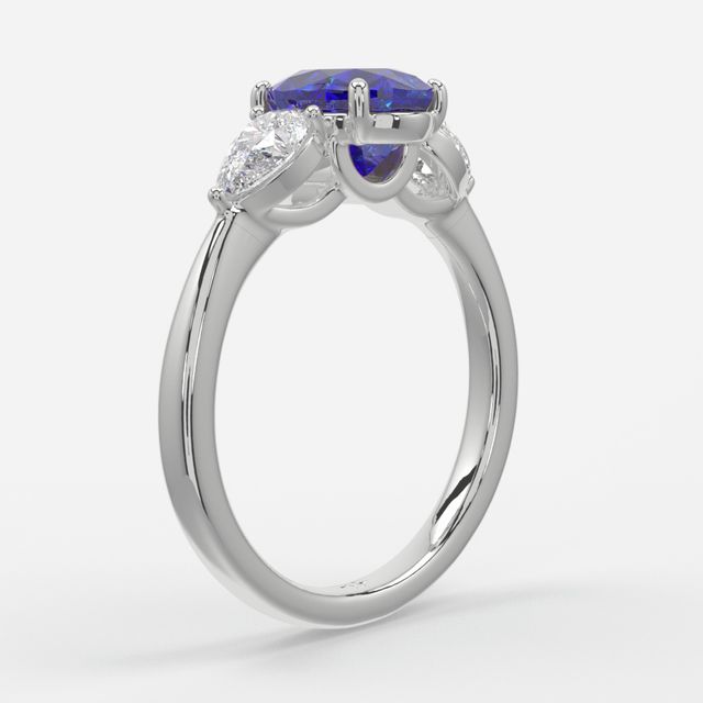 1 Carat Lab Grown Oval Sapphire Ring In Platinum - Vivian