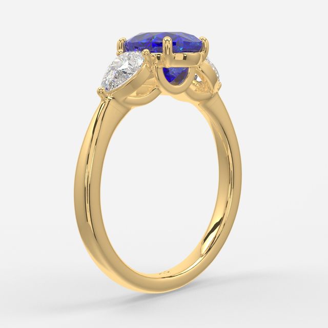 1 Carat Lab Grown Oval Sapphire Ring In Yellow Gold - Vivian