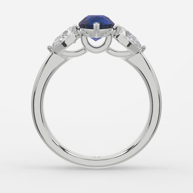 1 Carat Lab Grown Pear Sapphire Ring In White Gold - Vivian