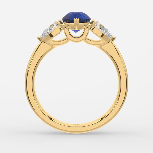 1 Carat Lab Grown Pear Sapphire Ring In Yellow Gold - Vivian