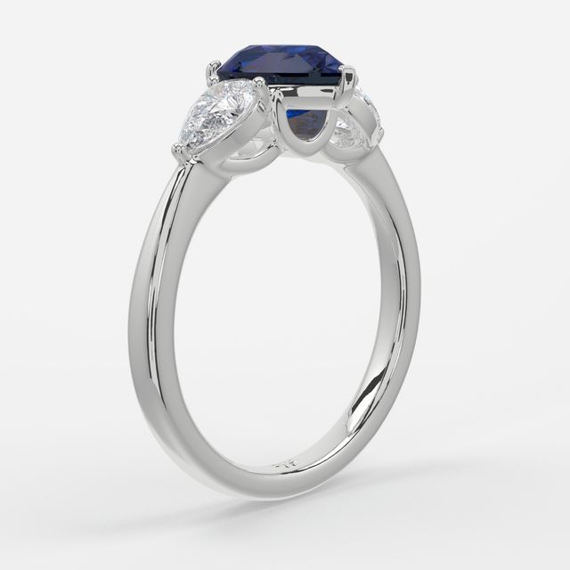 1 Carat Lab Grown Pear Sapphire Ring In White Gold - Vivian