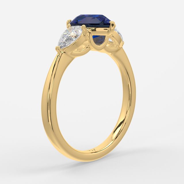 1 Carat Lab Grown Pear Sapphire Ring In Yellow Gold - Vivian