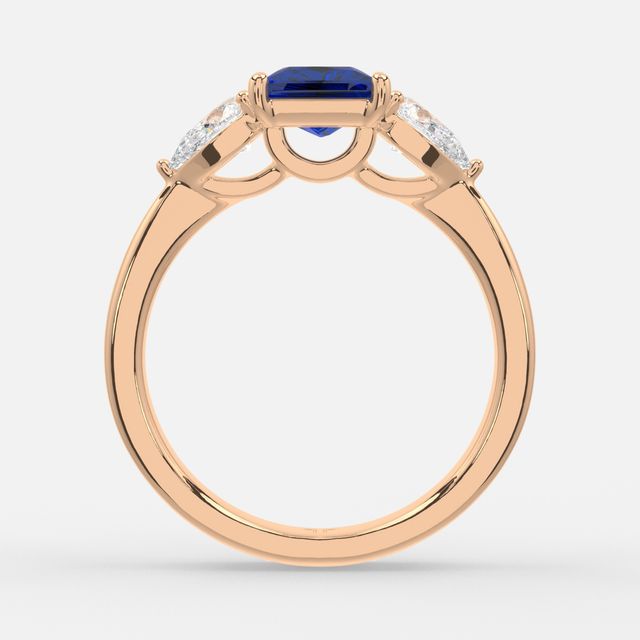 1 Carat Lab Grown Princess Sapphire Ring In Rose Gold - Vivian