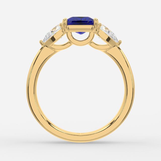 1 Carat Lab Grown Princess Sapphire Ring In Yellow Gold - Vivian
