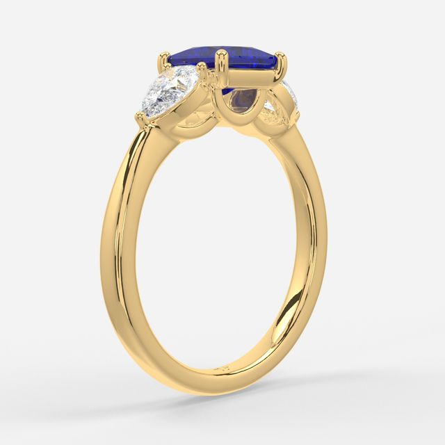 1 Carat Lab Grown Princess Sapphire Ring In Yellow Gold - Vivian