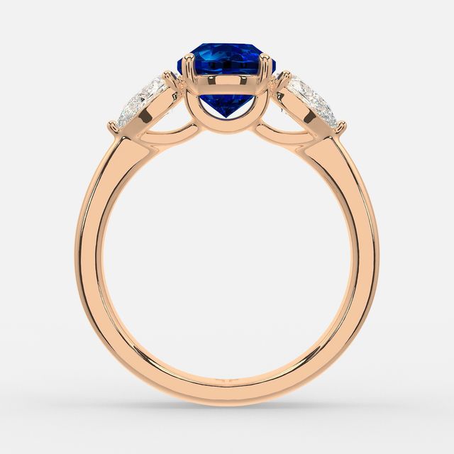 1 Carat Lab Grown Round Sapphire Ring In Rose Gold - Vivian