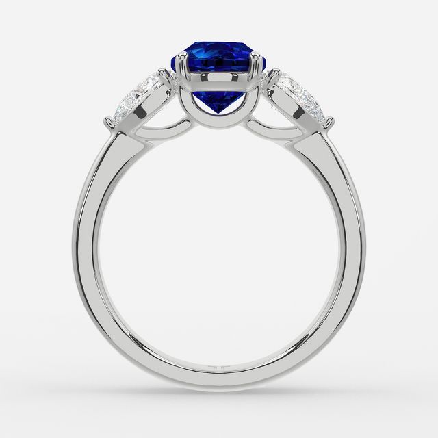 1 Carat Lab Grown Round Sapphire Ring In White Gold - Vivian
