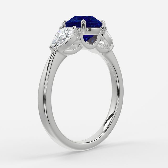 1 Carat Lab Grown Round Sapphire Ring In White Gold - Vivian