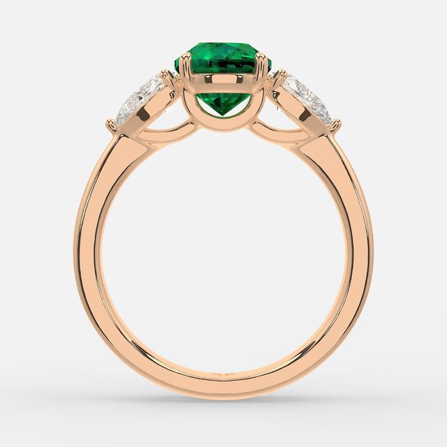 1 Carat Lab Grown Round Emerald Ring In Rose Gold - Vivian
