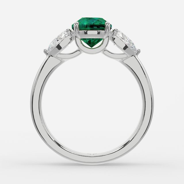 1 Carat Lab Grown Round Emerald Ring In White Gold - Vivian