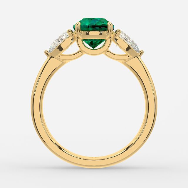 1 Carat Lab Grown Round Emerald Ring In Yellow Gold - Vivian