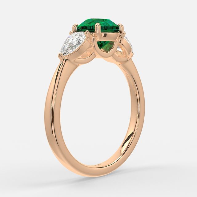 1 Carat Lab Grown Round Emerald Ring In Rose Gold - Vivian