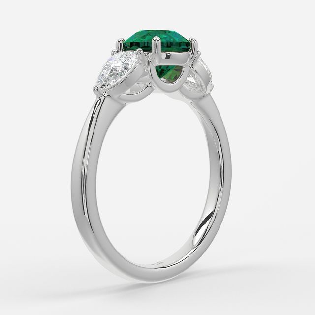 1 Carat Lab Grown Round Emerald Ring In White Gold - Vivian