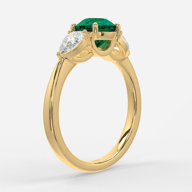 1 Carat Lab Grown Round Emerald Ring In Yellow Gold - Vivian