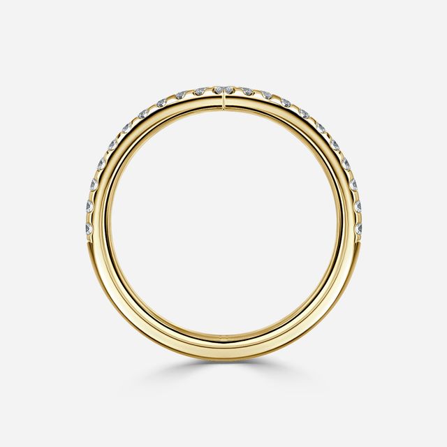 Wishbone Shaped Pavé Wedding Ring in Yellow Gold