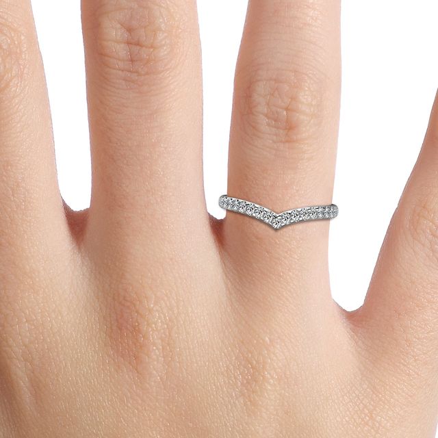 Wishbone Shaped Pavé Wedding Ring in Platinum