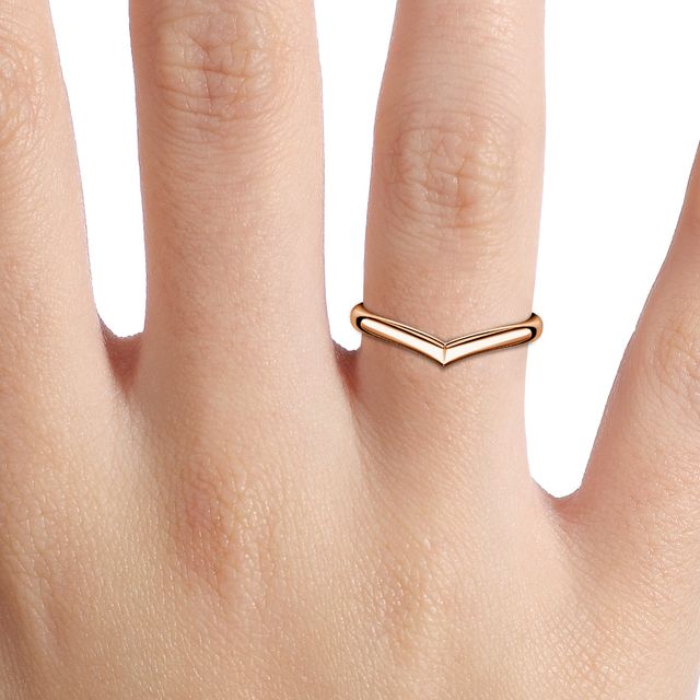 Wishbone Plain Wedding Ring in Rose Gold