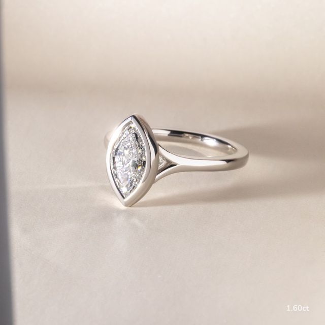 London Platinum Bezel-Set Engagement Ring