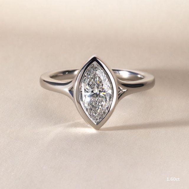 London Platinum Bezel-Set Engagement Ring