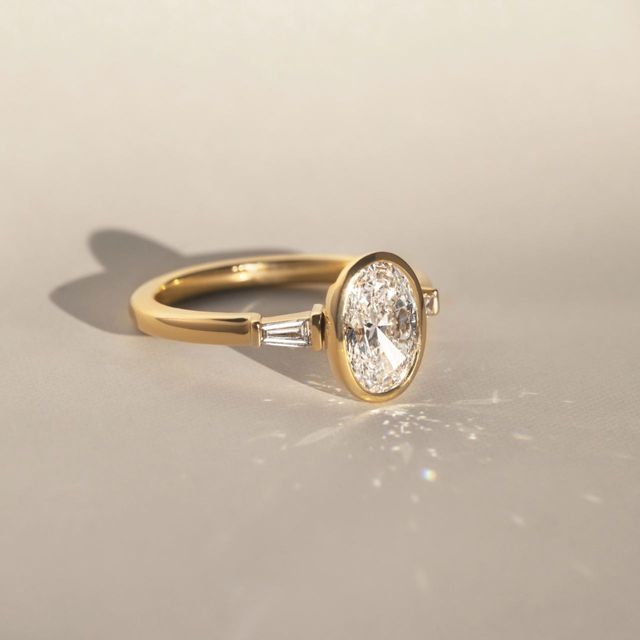 1.50 Carat Oval Diamond Bezel-Set Ring In Yellow Gold - Dawn