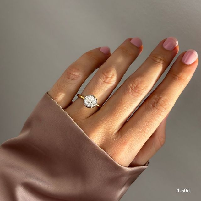 Charlotte Yellow Gold Two Tone Bezel-Set Engagement Ring