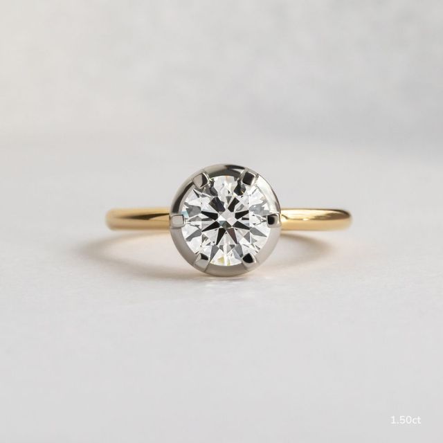 Charlotte Yellow Gold Two Tone Bezel-Set Engagement Ring