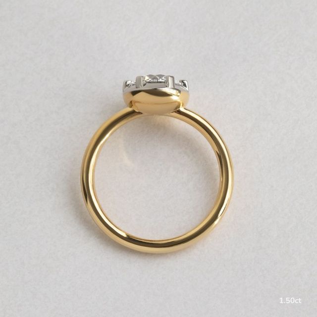 Charlotte Yellow Gold Two Tone Bezel-Set Engagement Ring