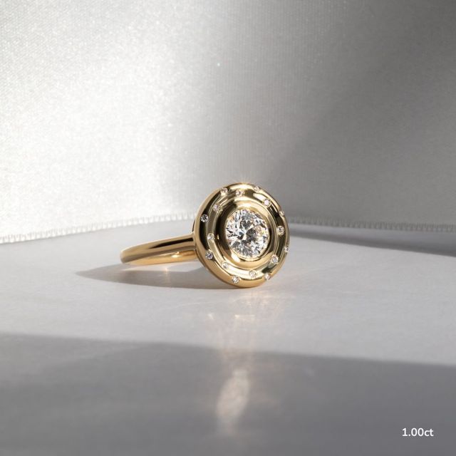 Starry Night Yellow Gold Bezel Engagement Ring