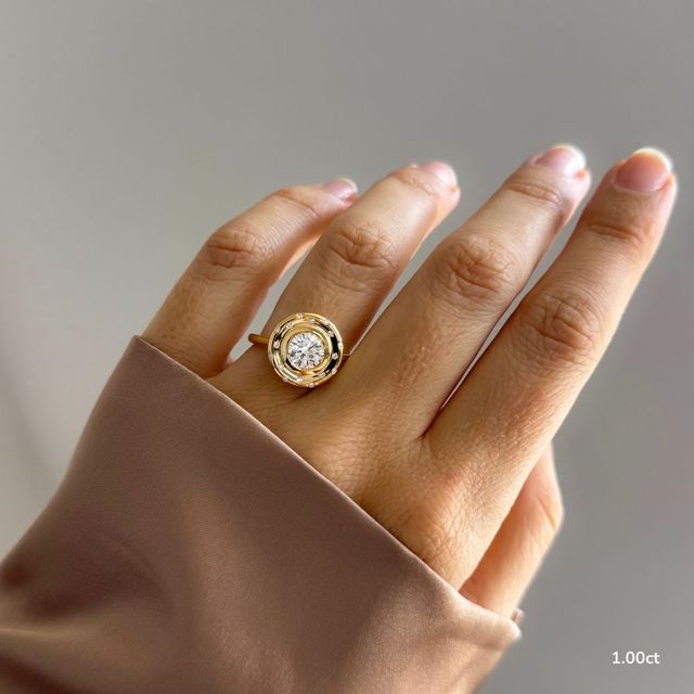Starry Night Yellow Gold Bezel Engagement Ring
