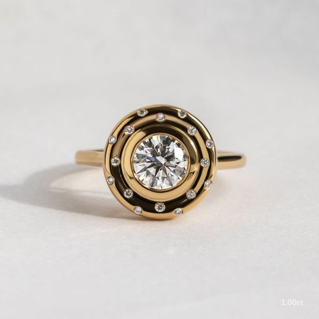 Starry Night Yellow Gold Bezel Engagement Ring