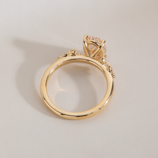 2.10 Carat Oval Pink Lab-Grown Diamond Cluster Ring in Yellow Gold – Morning Star
