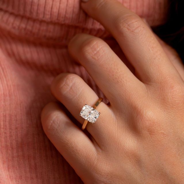 2.80 Carat Elongated Cushion Solitaire Ring In Yellow Gold - Avery