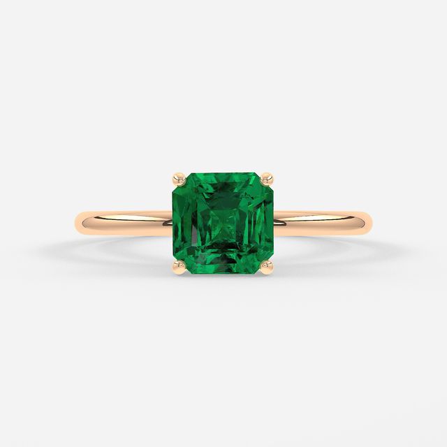 1 Carat Lab Grown Asscher Emerald Ring In Rose Gold – Chelsea